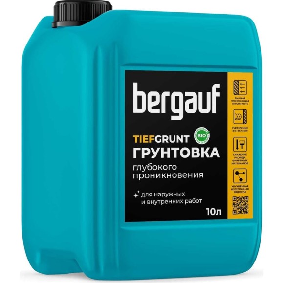 Грунтовка для стен глубокого проникновения Bergauf tiefgrunt 10 л 24514 Грунтовка для стен глубокого проникновения Bergauf tiefgrunt 10 л 24514
