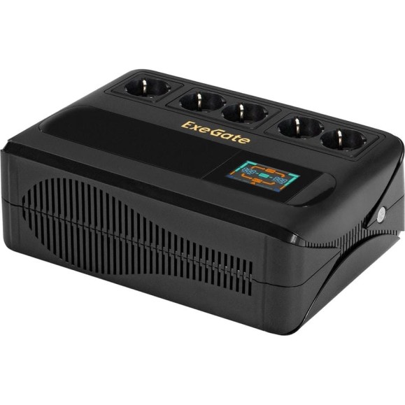 ИБП ExeGate NEO Smart BU-800.LCD.AVR.5SH 800VA 480W, цветной LCD-дисплей, AVR, 5*Schuko, Black 295685