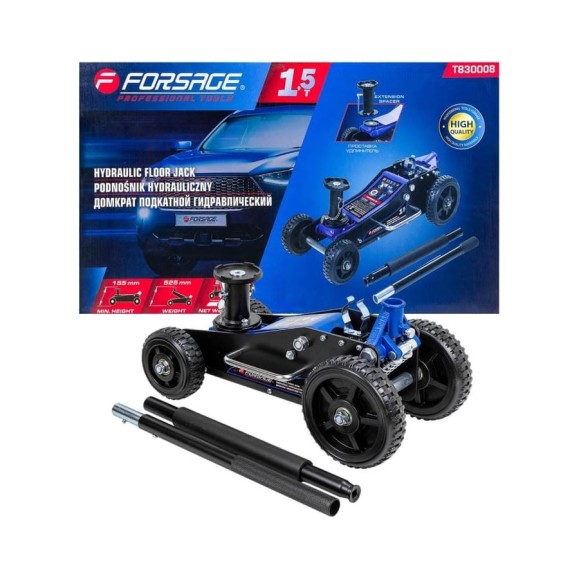 Домкрат подкатной гидравлический Forsage 1,5т (h min 155мм, h max 525мм) F-T830008(58842) Домкрат подкатной гидравлический Forsage 1,5т (h min 155мм, h max 525мм) F-T830008(58842)