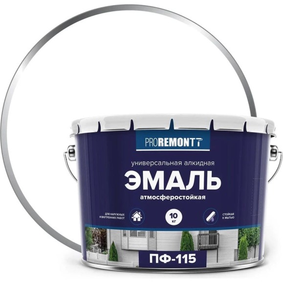 Эмаль Proremontt ПФ-115 Белый глянец 10 кг ЛА-00003059 Эмаль Proremontt ПФ-115 Белый глянец 10 кг ЛА-00003059