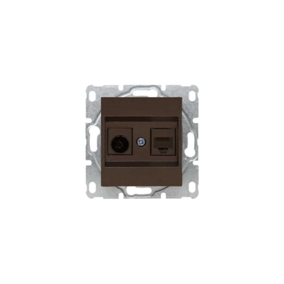 Розетка Metronex Electric Roma Choco для сетевого кабеля LAN + TV без рамки FRZ00070042TKR Розетка Metronex Electric Roma Choco для сетевого кабеля LAN + TV без рамки FRZ00070042TKR
