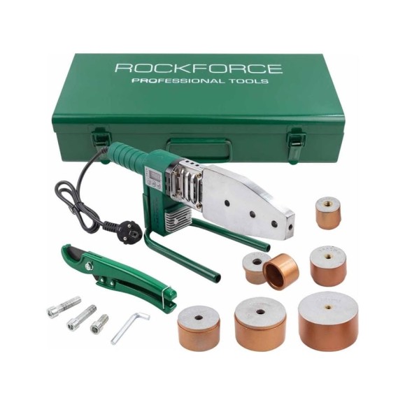 Аппарат для сварки полимерных труб Rockforce 1000W, 6 насадок: 20, 25, 32, 40, 50, 63 мм RF-PW-1002(58978) Аппарат для сварки полимерных труб Rockforce 1000W, 6 насадок: 20, 25, 32, 40, 50, 63 мм RF-PW-1002(58978)