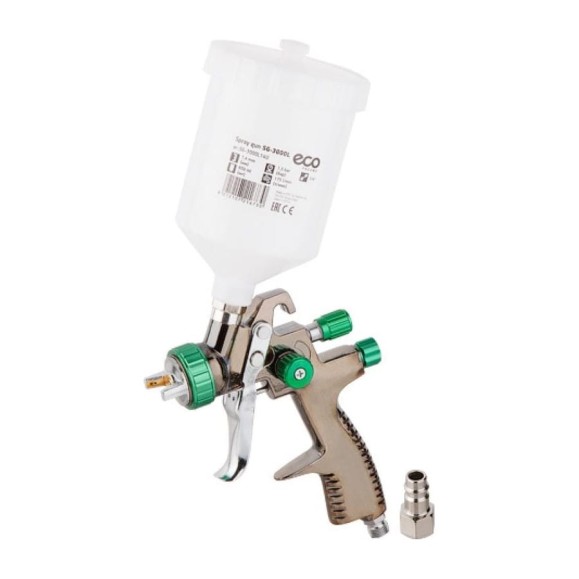 Краскораспылитель ECO SG-3000L (LVLP, сопло ф 1.4 мм, верх. бак 600 мл) SG-3000L14U Краскораспылитель ECO SG-3000L (LVLP, сопло ф 1.4 мм, верх. бак 600 мл) SG-3000L14U