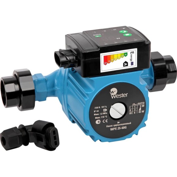 Насос циркуляционный Wester WPE 25-80G с гайками 0-18-0094 Насос циркуляционный Wester WPE 25-80G с гайками 0-18-0094
