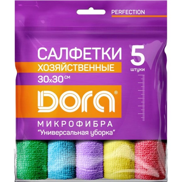 Салфетка из микрофибры Универсальная, 30x30см, 5шт Dora 2001-002 Салфетка из микрофибры Универсальная, 30x30см, 5шт Dora 2001-002