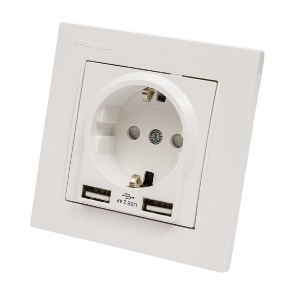 Розетки со шторками Mutlusan Electric, 16А c 2 USB-разъем белый цвет 2220 619 0201 Розетки со шторками Mutlusan Electric, 16А c 2 USB-разъем белый цвет 2220 619 0201