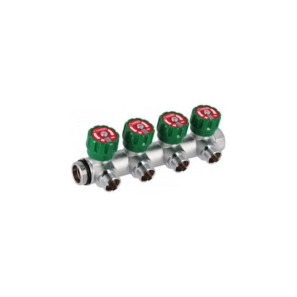 Коллектор Hoobs латунный хром 3/4" x 3/4" (евроконус) - 4 вых. 03103H Коллектор Hoobs латунный хром 3/4" x 3/4" (евроконус) - 4 вых. 03103H