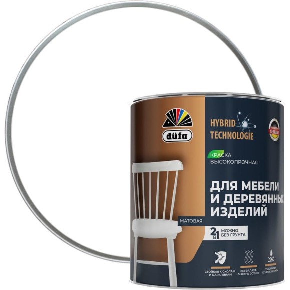 Краска Dufa для мебели и деревянных изделий база 1 0,75 л МП00-012543