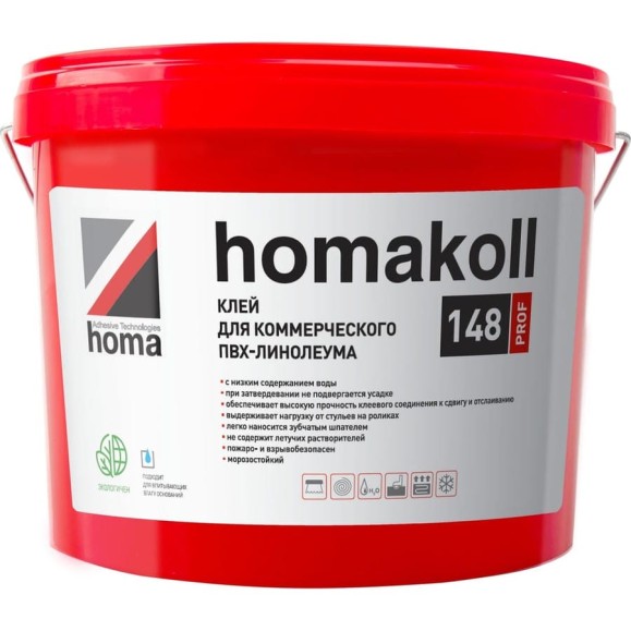 Клей для коммерческого ПВХ-линолеума Homakoll 148 PROF 7 кг, водно-дисперсионный 4680136700591 Клей для коммерческого ПВХ-линолеума Homakoll 148 PROF 7 кг, водно-дисперсионный 4680136700591