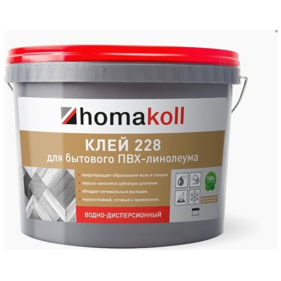 Клей для бытового линолеума Homakoll 228 1,3 кг, водно-дисперсионный 4680136700379 Клей для бытового линолеума Homakoll 228 1,3 кг, водно-дисперсионный 4680136700379