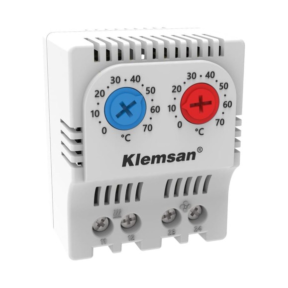 Термостат сдвоеный KLM TM 12 Thermostat Heat-Cool регулирование нагревания, охлаждения вентиляции NO NC Klemsan 0.0.0.6.80003