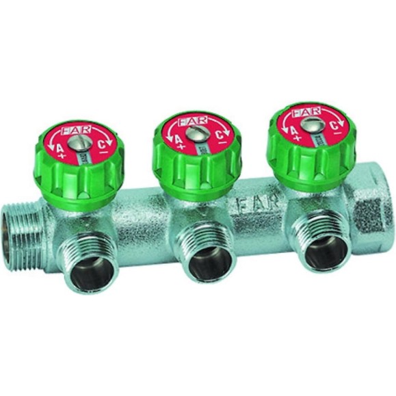 Регулирующий коллектор FAR 1" (ВР-НР) с 3 отв. 1/2" НР, плск. упл. (заглушка для коллектора FK 4150 1 в комплекте) FK 3822 112TP41 Регулирующий коллектор FAR 1" (ВР-НР) с 3 отв. 1/2" НР, плск. упл. (заглушка для коллектора FK 4150 1 в комплекте) FK 3822 112TP41