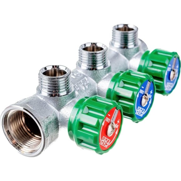 Регулирующий коллектор FAR 3/4" (ВР-НР) с 3 отв. 1/2" НР (заглушка для коллектора FK 4150 34 в комплекте) FK 3822 341241 Регулирующий коллектор FAR 3/4" (ВР-НР) с 3 отв. 1/2" НР (заглушка для коллектора FK 4150 34 в комплекте) FK 3822 341241