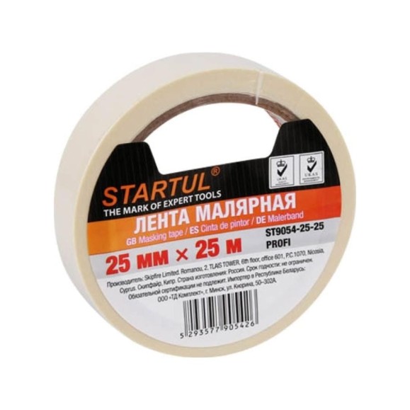 Лента малярная STARTUL 25 мм, 25 м, PROFI, белая ST9054-25-25 Лента малярная STARTUL 25 мм, 25 м, PROFI, белая ST9054-25-25