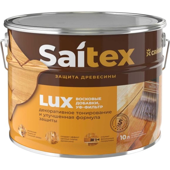 Алкидный антисептик Сайвер Saitex Lux тиковое дерево 10л 4670003108940 Алкидный антисептик Сайвер Saitex Lux тиковое дерево 10л 4670003108940