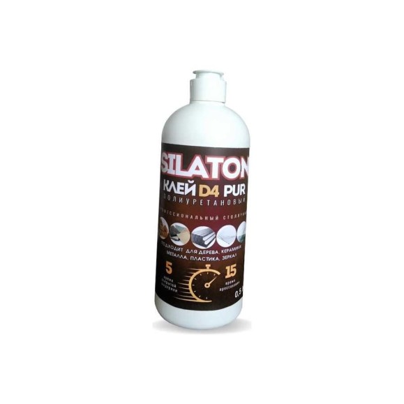 Клей SILATON PUR D4 5.15 Профессиональный столярный, полиуретановый для дерева, 0.5 кг PURD405.15/05