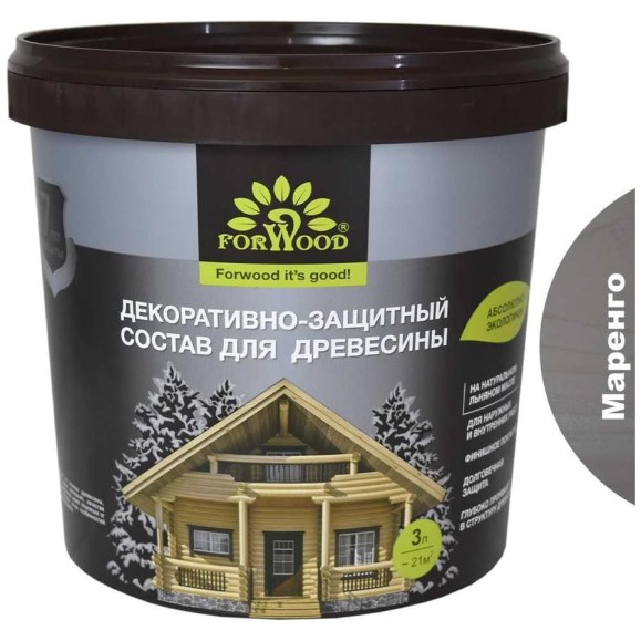 Декоративно-защитный состав для древесины Forwood ВДПФ-1601 маренго, 3 л 4630058024381 Декоративно-защитный состав для древесины Forwood ВДПФ-1601 маренго, 3 л 4630058024381