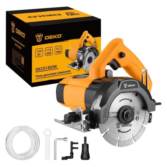Пила дисковая алмазная DEKO DKCS1450W 115 мм, 1450 Вт, с подачей воды 084-1048