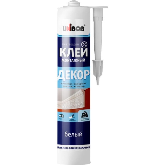 Монтажный клей Unibob ДЕКОР картридж, 280 мл 0704-0002 Монтажный клей Unibob ДЕКОР картридж, 280 мл 0704-0002