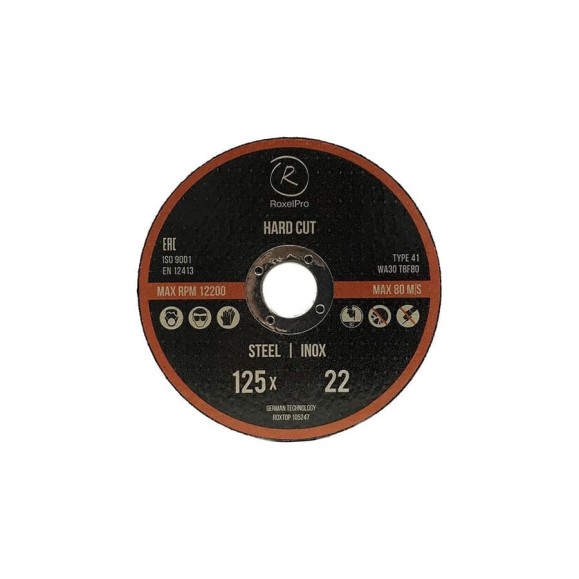 Отрезной круг ROXTOP HARD CUT 125x1.6x22 мм, Т41, нерж. сталь, металл, 50 шт RoxelPro 105245 Отрезной круг ROXTOP HARD CUT 125x1.6x22 мм, Т41, нерж. сталь, металл, 50 шт RoxelPro 105245