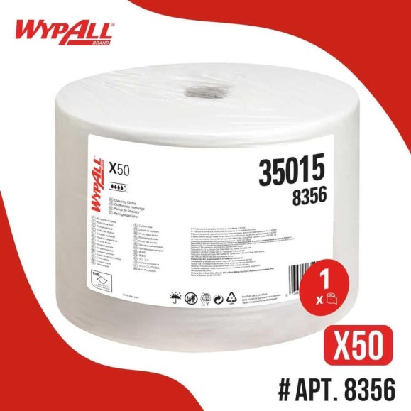 Протирочный материал Kimberly-Clark WYPALL* X50 белый, 1100 листов/рулон 8356 Протирочный материал Kimberly-Clark WYPALL* X50 белый, 1100 листов/рулон 8356