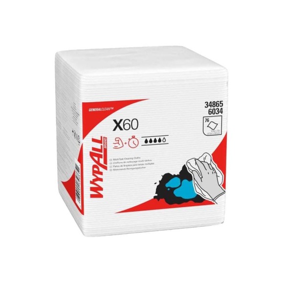 Протирочный материал Kimberly-Clark WypAll X60 сложенные в 1/4, белый, 76 листов, шт. 6034 Протирочный материал Kimberly-Clark WypAll X60 сложенные в 1/4, белый, 76 листов, шт. 6034