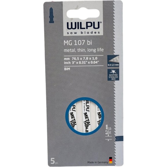 Пилка по металлу MG 107 bi 5 шт.WILPU 0252100005