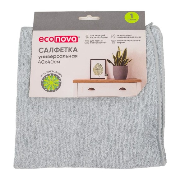 Салфетка для уборки Econova 1шт, 40x40 см 414040311 Салфетка для уборки Econova 1шт, 40x40 см 414040311