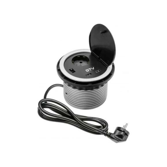 Розетка врезная GTV 1гнезд. +USB с крышкой с кабелем 1,5м 96439 AE-BPW1S2UCH-80 Розетка врезная GTV 1гнезд. +USB с крышкой с кабелем 1,5м 96439 AE-BPW1S2UCH-80