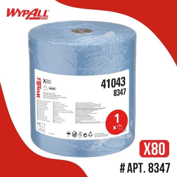 Протирочный материал Kimberly-Clark WypAll X80 большой рулон, голубой/ синий, 1рул 475л, рул 8347 Протирочный материал Kimberly-Clark WypAll X80 большой рулон, голубой/ синий, 1рул 475л, рул 8347