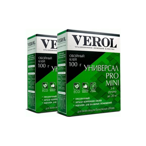 Клей обойный Verol универсальный MINI усиленный 2 уп. 100г 168/2
