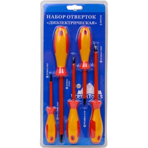 Набор отверток электрика vertextools 5 предметов 0033-02 Набор отверток электрика vertextools 5 предметов 0033-02