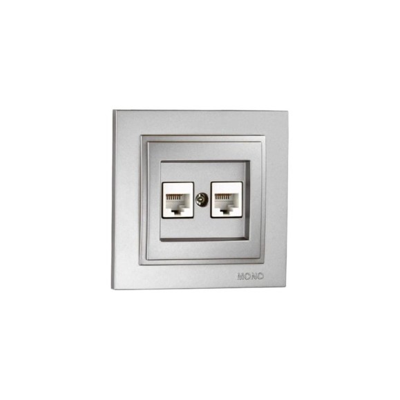 Розетка компьютерная+телефонная MONO ELECTRIC Despına Цифровая (Rj45 Cat 6, Rj11 Cat3) Серебро 102-212105-132