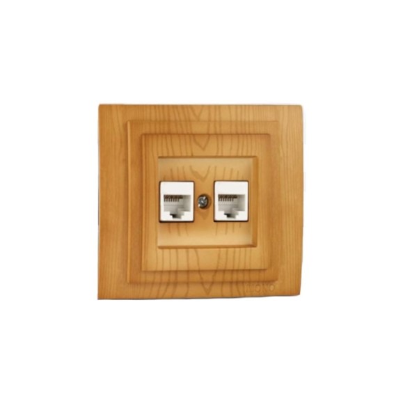 Розетка компьютерная+телефонная MONO ELECTRIC Larıssa Цифровая (Rj45 Cat 6, Rj11 Cat3) Дуб 103-313105-132