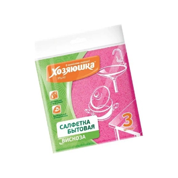 Бытовая салфетка Центурион ХОЗЯЮШКА Мила вискоза 90 гр/м2, 35x35 см., 3 шт. 80701