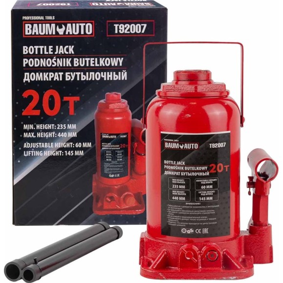 Домкрат бутылочный BaumAuto 20т BM-T92007(52647)