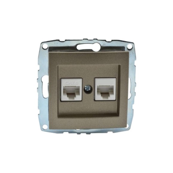 Розетка цифровая MONO ELECTRIC L / D Механизм компьютерная+телефонная (Rj45 Cat 6, Rj11 Cat3) Бронза 500-002305-132