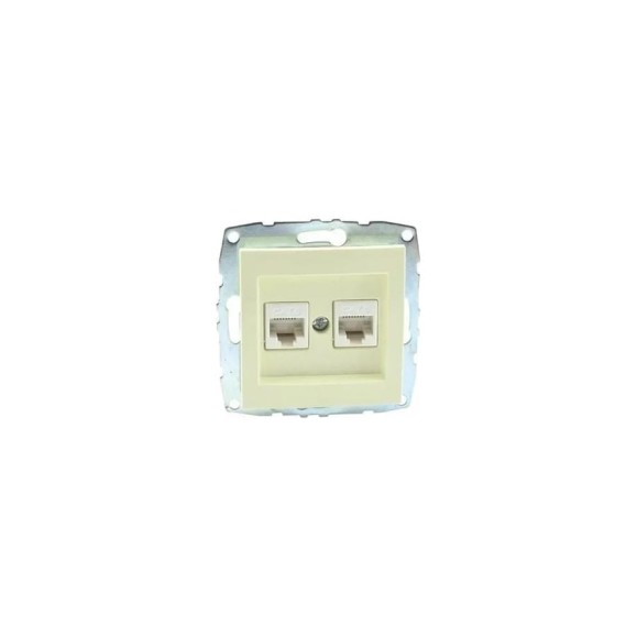 Розетка цифровая MONO ELECTRIC L / D Механизм компьютерная+телефонная (Rj45 Cat 6, Rj11 Cat3) Кремовая 500-001705-132