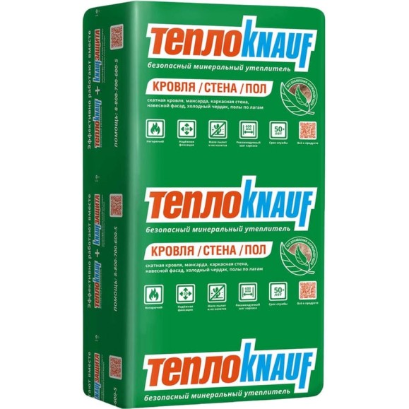 Утеплитель для кровли и стен Knauf Insulation TеплоКНАУФ (100x610x1230 мм; 6 кв. м; 8 плит в упаковке) 751541 Утеплитель для кровли и стен Knauf Insulation TеплоКНАУФ (100x610x1230 мм; 6 кв. м; 8 плит в упаковке) 751541