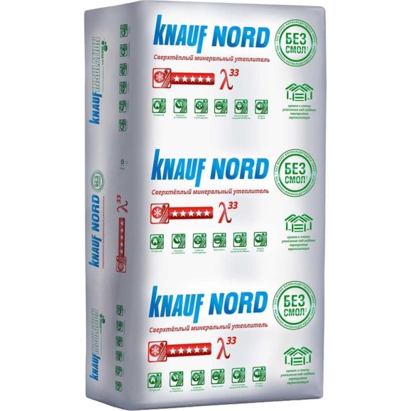 Утеплитель Knauf Insulation KNAUF NORD (50x600x1250 мм; 9 кв. м; 12 плит в упаковке) 728445