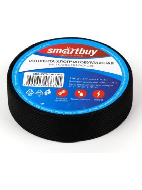 Изолента Smartbuy хлопчатобумажная, 0.25x19 мм, 10 метров, черная SBE-CCT-19-10-b Изолента Smartbuy хлопчатобумажная, 0.25x19 мм, 10 метров, черная SBE-CCT-19-10-b