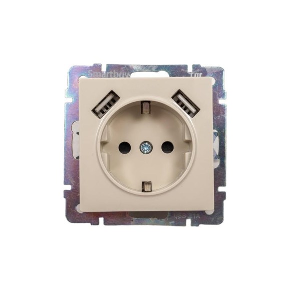 Розетка Smartbuy с заземлением и 2-мя USB 16А бежевая Нептун SBE-05i-16-S1-USB Розетка Smartbuy с заземлением и 2-мя USB 16А бежевая Нептун SBE-05i-16-S1-USB