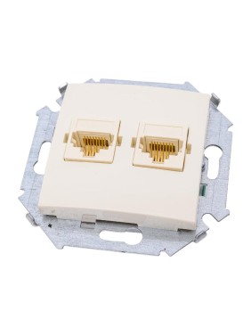 Компьютерная розетка Simon двойная RJ45 кат.5е, слоновая кость 20 1591593-031