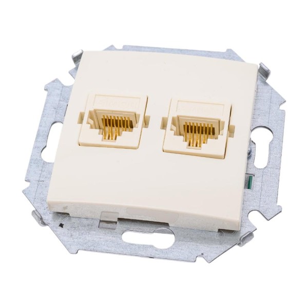 Компьютерная розетка Simon двойная RJ45 кат.5е, слоновая кость 20 1591593-031