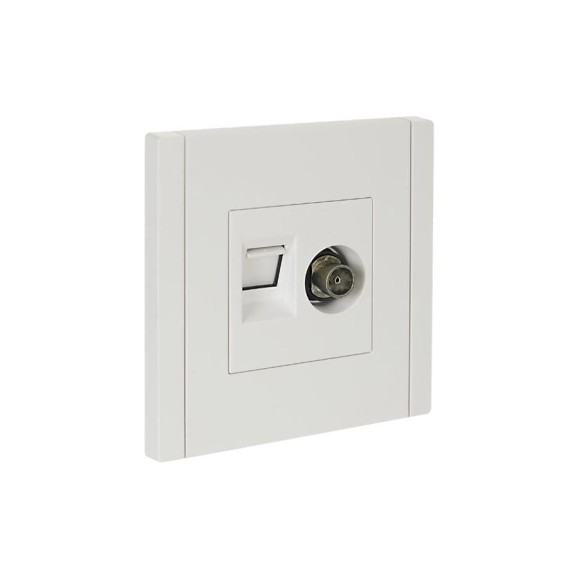 Двойная розетка TV+RJ45 IEK FORTEPIANO категория 5E FP236 белый FP-AK20-1-K01 Двойная розетка TV+RJ45 IEK FORTEPIANO категория 5E FP236 белый FP-AK20-1-K01