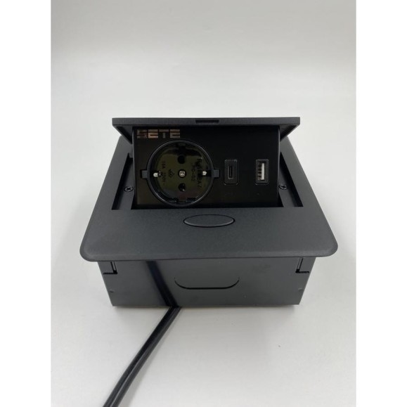 Выдвижной встраиваемый розеточный блок SETE на 1 EURO розетки и 2 USB SBT-1UC-20 Выдвижной встраиваемый розеточный блок SETE на 1 EURO розетки и 2 USB SBT-1UC-20