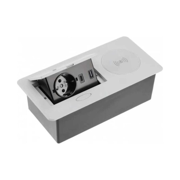 Выдвижной блок розеток SETE выдвижная розетка с 1 EURO розеткой, 2 USB, беспроводная зарядка, серая, SBT-1UCW-80 Выдвижной блок розеток SETE выдвижная розетка с 1 EURO розеткой, 2 USB, беспроводная зарядка, серая, SBT-1UCW-80