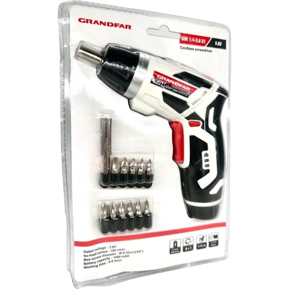 Аккумуляторная отвертка GRANDFAR GDR1/4-3.6G1 Аккумуляторная отвертка GRANDFAR GDR1/4-3.6G1