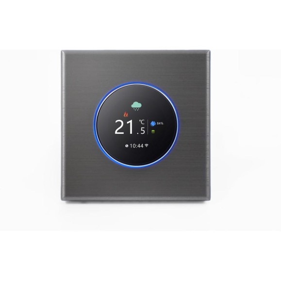 Умный термостат для электрического теплого пола UMNOO c wifi модулем, с круглой интеллектуальной ручкой, серия 7000, серебристый BHT-7000GBLW-Silver trw0036