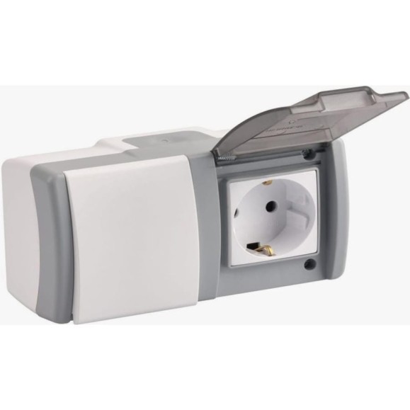 Проходной выключатель 1 клавишный + розетка с/з с крышкой MONO ELECTRIC Octans IP54 154-020001-186 Проходной выключатель 1 клавишный + розетка с/з с крышкой MONO ELECTRIC Octans IP54 154-020001-186
